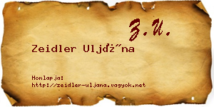 Zeidler Uljána névjegykártya